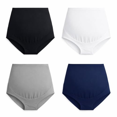 Mama Cotton Graviditetsbyxor med hög midja över stussen och full täckning för kvinnor, multipack (S-4XL), 3XL