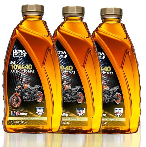 ULTRA 1PLUS 4T 10W-40 Motorcycle Oil Full Synthetic API SN JASO MA2 - 10W40 Motor Oil, 3 QTS