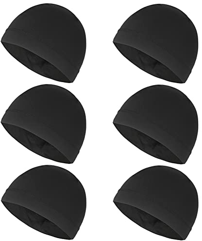 Cooling Skull Caps Black Beanie Hats Under Helmet Liner Cycling Running Sweat Wicking Fits Motorcycle Hard Hat Helmets Sleeping Caps for Men (Black Pack)