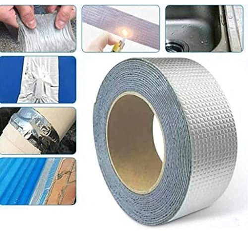 TOPHAVEN Aluminium Foil Tape Waterproof Adhesive Rubber Tape For Leakage Repairing, Waterproofing Water Tank, Roof, Pipe, Window Seal Leak, surface Crack (3mx5cm) (5 Meter)