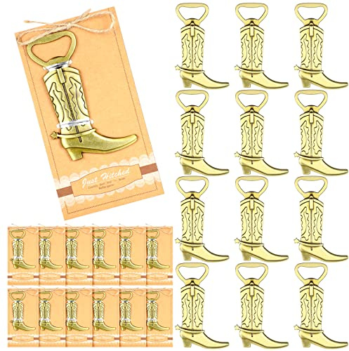 Youyole 12 Pcs Cowboy Boot Metal Bottle Openers Baby Shower Favors Stainless Steel Bottle Openers for Wedding Birthday Anniversary, Bronze