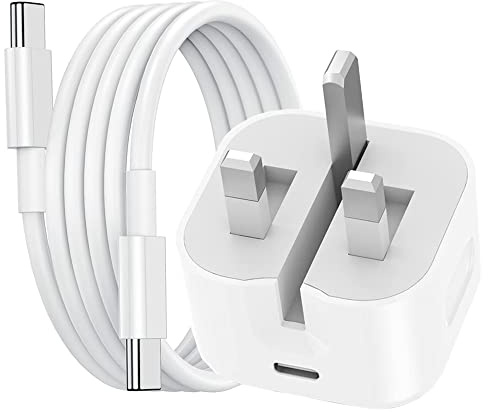 iPad Pro Charger and Plug,20W USB C Fast Wall Charger with 2M Type C to Type C Charging Cable UK Adapter for iPhone 15/15 Plus/15 Pro/15 Pro Max,iPad Pro 12.9/11, iPad Air/iPad,Samsung Galaxy,Huawei