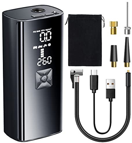 Adicop Mini Compresseur à Air Portatif 9900mAh Gonfleur Pneus Voiture sans Fils Batterie Externe (2in1),150PSI LCD Portable Pompe A Velo Electrique pour Voiture,Velo, Moto,Balle
