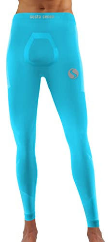 sesto senso Långa kalsonger för män, sport, färgglada kompressionsbyxor, löparbyxor, Ljusblå, XXL/3XL