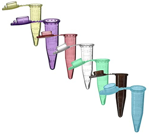MUHWA Lot de 300 tubes de micro-centrifuge compatibles avec support de tube de 1,5 ml - Réservoir de réaction gradué en polypropylène avec couvercle - Mélange de couleurs et ambre de protection contre