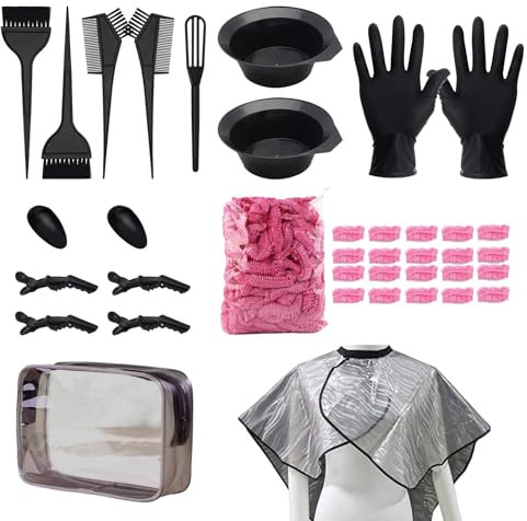 29 Pcs Tools for Hair Colouring Kit, Hair Dying Tools Kit, DIY Beauty Salon Hair Bleaching Tools Kit, for Men Women - Includes Hair Tinting Bowl, Hair Dye Brush, Ear Cover, Hair Dye Gloves, Hair Clips