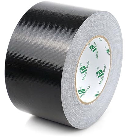 BOMEI PACK Black Wide Duct Tape Reinforced 75mm x 50m Waterproofs Heavy Duty Gaffer Tape for Pipelines Fixing Repairing DIY Craft Labeling,Carpet Edge Single Side Seam Sealing