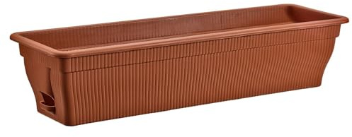 BURI Blumenkasten Balkonkasten mit Wasserspeicher 100/80/55 cm - Blumentopf wetterfest Pflanzkasten mit Einsatz aus UV-beständigem Kunststoff terrakotta, Dunkelbraun (Terrakotta, 80cm)