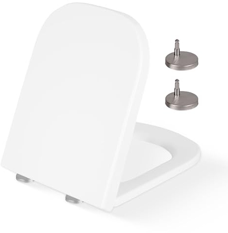 CUQOO Abattant de toilette carré à fermeture douce – Siège de toilette robuste de qualité supérieure avec dégagement rapide, installation facile avec deux options de fixation sur le dessus et