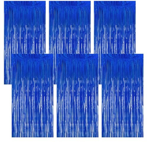 6 Pezzi Blu Tende Metalliche Feste, 1M x 2M Blu Tenda Compleanno In Plastica, Tenda Per Compleanno Decorazione per La Decorazione Dello Sfondo, La Decorazione Della Festa, Decorazione Del Compleanno