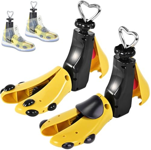 UNIKOO Shoe Stretchers Wide Feet for Men Women, Professional Boot Shoe Stretcher Adjustable Length & Width (2PCS, Women 10-14/Men 9-14, Yellow)