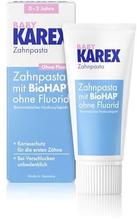 Baby KAREX Zahnpasta - 1 x 50 ml - Der ideale Einstieg ins Zähneputzen - Für Babys von 0-2 Jahren - reinigt sanft, mit BioHAP und ohne Fluorid