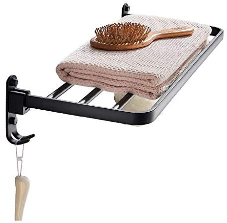 Generisch handtuchständer Handtuchhalter fürs Badezimmer Aluminium rostfrei Handtuchständer mit Haken 40 cm Farbe: Schwarz