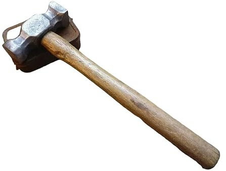 Blacksmith's Rounding Hammer 2 lb – Double Face Forging Hammer | Hand-Forged Solid Steel Head with Ash Wood Handle | Precision Blacksmithing, Bladesmithing & Metal Work Tool