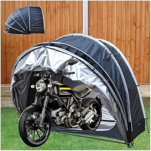 Tejido Oxford resistente al desgarro Tienda for bicicletas al aire libre Cobertizo de almacenamiento 2 en 1 colgante for muebles de jardín, garaje portátil for bicicletas y motocicletas ¡Fácil de inst