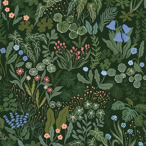 CiCiwind Peel and Stick Wallpaper Green Floral Contact Paper 17.32''×118.11'' Waterproof Self Adhesive Vinyl Thicken Sticky Back Plastic Removable Stick on Wallpaper for Wall Furniture Vinyl Wrap