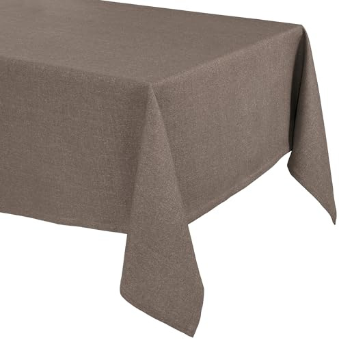 BEAUTEX Lina Tischdecke Elegante Leinenoptik, eckig 130x220, Haselnuss | Schmutzabweisend, knitterarm und waschbar bis 30 °C – sauber umnähmter Saum, ideal für Esszimmer, Balkon, Garten und Feste