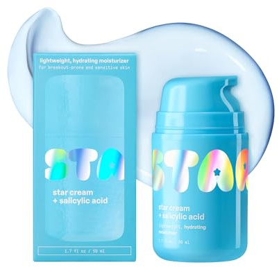 Starface Star Cream® Salicylic Acid Lightweight Face Moisturizer, 1.7 fl oz | Dermatologist Tested • Lightweight Hydration • Fragrance Free • Salicylic Acid Unclogs Pores & Repairs Dryness • Vegan