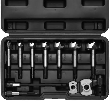Mayouko 12PCS Forstner Drill Bit Set (Diameter 10-40 mm) with Adapter & Extension Bar