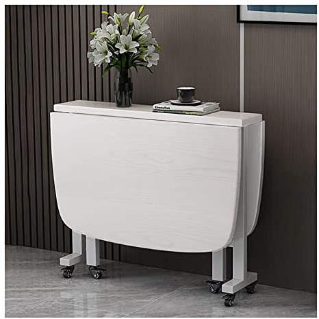 Tavolo da pranzo pieghevole in legno con foglie allungabili e ruote universali, perfetto per ristorante, soggiorno, patio, tavolo e sedie multifunzione salvaspazio (120 cm)