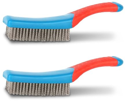 2 Stück Edelstahl Drahtbürste, Robuste Stahlbürste mit Komfortabel Griff, Wire Grush Edelstahlbürste Drahtbürsten fur Reinigung Grill Rost Ölflecken Malen Staub