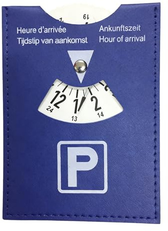 LifgWas Disque de Stationnement en PU Bleu, Disque Zone Bleue Voiture, Modèle pour Zone Bleue Européenne, Disque de Stationnement, Horodateur Voiture, Parking Disc, Horodateur Manuel