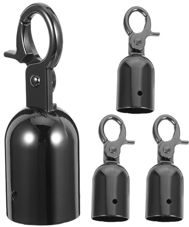 PLAFOPE 4pcs Rope End Caps with Snap Hook for Barriers and Railings Heavy-Duty Metal Cord End Stopper for Outdoor Use Protective Rope Hook for Secure Connections in Black Finish