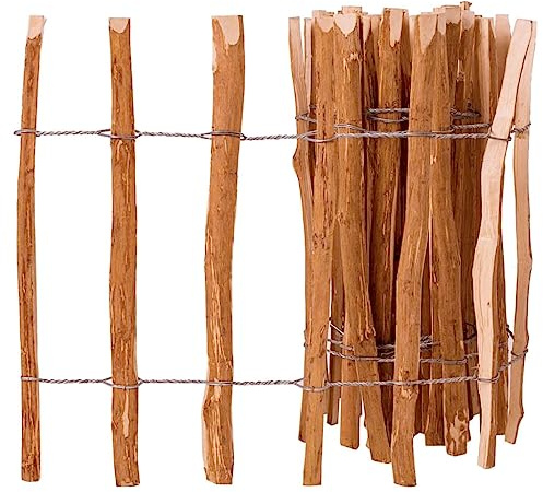 Staketenzaun Haselnussholz 60x500 cm, Naturholz Garten Zaun Rolle, langlebiger Lattenzaun mit verzinktem Draht, robuster Sichtschutz für Außenbereich, Teich, Blumenbeet