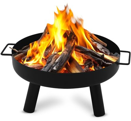 Muntel Feuerschale Ø 57 cm,Feuerkorb, Feuertonne, Feuerstelle für den Garten, Terrasse und Balkon,Schwarz 32 cm