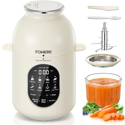 Babynahrungszubereiter NutriEase AllStage Edelstahl, One Step Baby Food Maker Babybrei Zubereiter, 3 Stufen Einstellun, Automatisches Kochen, Zerkleinern für Gesunde Hausgemachte Babynahrung,BPA-frei