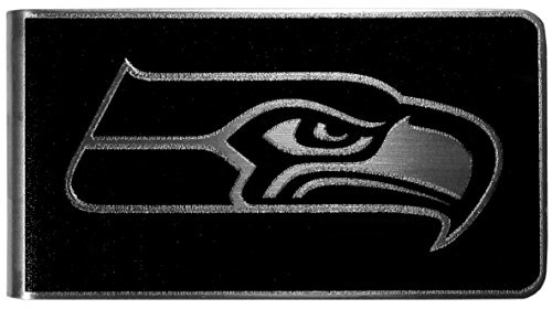 NFL Siskiyou Sports Mens Seattle Seahawks Black and Steel Money Clip One Size Black