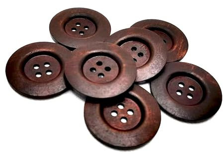 12 große Holzknöpfe Kaffeebraun braun - 50mm - 4-Loch Mantelknöpfe Bastelknöpfe Knöpfe Holzknopf jackenknöpfe zum annähen nähen basteln