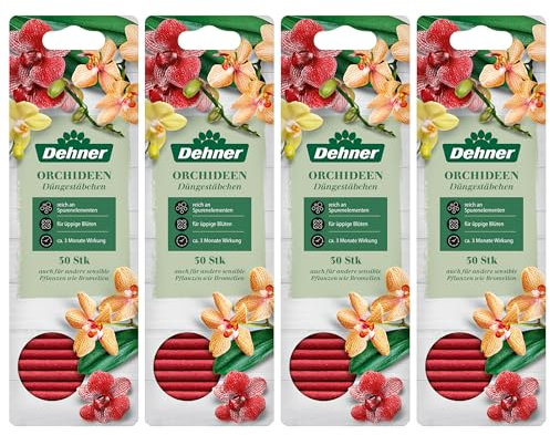 Dehner Düngestäbchen für Orchideen, Spezialdünger, hochwertiger Dünger, NPK-Dünger, mit Langzeitwirkung, 4 x 30 Stück (120 Stück), mehr farbig