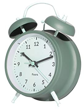 FISURA - Analogwecker ohne Ticken. Wecker mit Led-Nachtlicht. Zifferblatt 9 Zentimeter.11,7x5,5x16. Metall und ABS (Grün und mintgrün)