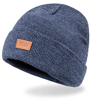 Levi's Unisex-Erwachsene Ganzjahresmütze mit Bündchen Beanie-Mütze, Blau meliert, Einheitsgre