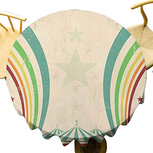 Mantel Diseño De Carpas De Circo Vintage De La Vieja Escuela con Estrellas Y Líneas Curvas Mantel Impermeable Mantel De Poliéster, para Jardín, Picnic, 152cm