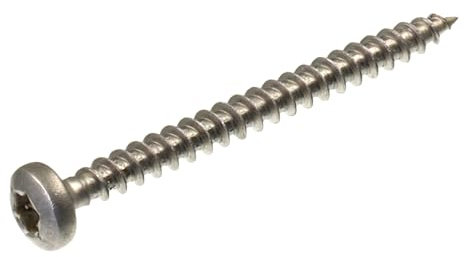 SECCARO Viti per truciolato a testa semicircolare 4 x 45 mm, in acciaio inox V2A VA A2, viti per legno con filettatura completa, TX/esagono incassato, 150 pezzi