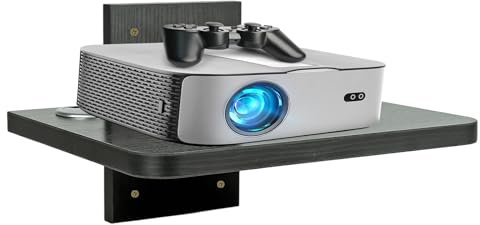 BiJun Étagère Flottante pour boîtier de câble TV, Support Mural pour projecteur, Support média de Divertissement, étagère DVD, pour PS4/décodeur de câbles/lecteurs DVD/Console de Jeu (Noir 1Couche)