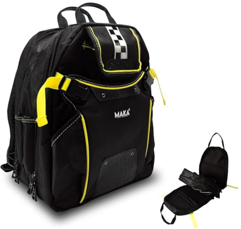 MAKA Zaino Porta Attrezzi da Lavoro, 51 Scomparti, 40L, Porta fino a 20kg, Clip Incastro, Piedi in Gomma Antiscivolo, Impermeabile agli Schizzi, Traspirante, Zaino Borsa Attrezzi Elettricista