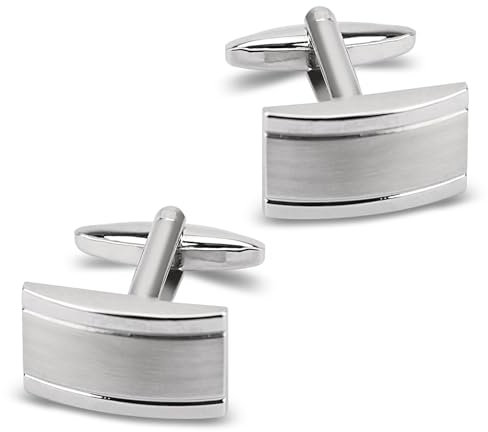 Herren silber Manschettenknöpfe Cufflinks Manschettenknopf für Hochzeit Geschäft Geschenk (silver)