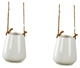 KITANDOVE 2stücke Hängende Blumentöpfe Für Sukkulenten Keramische Blumenampeln Mit Seil Für Innen Und Außendekoration Praktische Pflanzgefäße Für Kleine Pflanzen Und Kreative