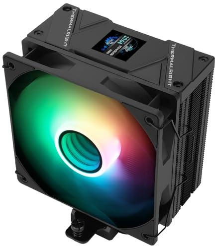 Thermalright Assassin Spirit 120 Vision ARGB Black CPU Air Cooler, PC Cooling with 1500RPM Speed,240*240 Resolving Power IPS LCD Screen with 1.54in,Computer Cooler for Intel lga1851/1700/115X,AM4/AM5