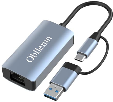 Adattatore da USB C a Ethernet, USB 3.0 a RJ45 Gigabit LAN Adattatore Ethernet U SB C, Adattator-e Etherne t U SB LAN compatibile con Windows 7/8/10/XP, MAC OS, Linux, Vista, ecc