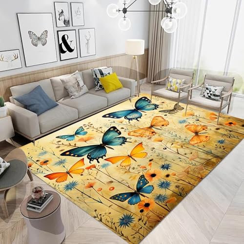 Tierischer Schmetterling Teppich Kinderteppich Wohnzimmerteppich Schlafzimmerteppich 3D-Gedruckter Superweicher Flanellteppich 80 X 120 cm - Leicht Zu Reinigendes, Weiches Polyester -24328168751684