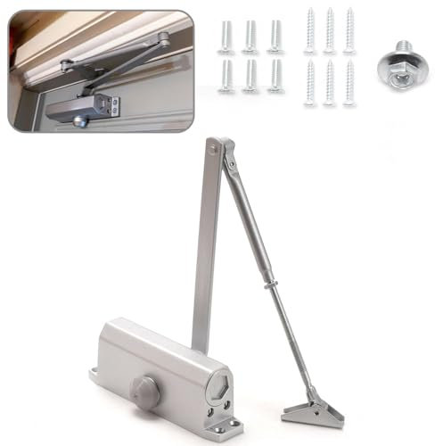 Beaute Hydraulic Door Closer Automatic Spring Auto Door Stopper Surface Mounted Heavy Duty, Max Open 90 Degrees with Auto Hold Open (45kg-60kg, Medium)