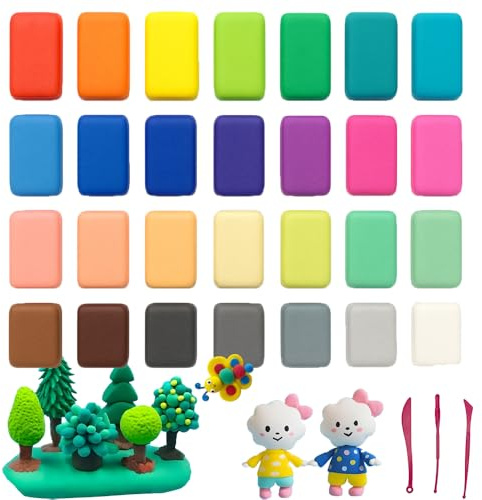 Luftgetrocknete Modelliermasse in 36 Farben, weiches und leichtes magisches Ton-Set mit Werkzeugen, kreatives Bastelset, Geschenke für Jungen und Mädchen im Alter von 3–8 Jahren