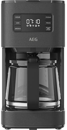 AEG Kaffeemaschine Deli 5 mit Glaskanne | 1,25 l | programmierbarer Timer | Warmhaltefunktion | Abschaltautomatik | Wasserstandsanzeige | 1000 Watt | 2-10 Tassen | Anti-Tropf| Anthrazit | CM5-1-6AN