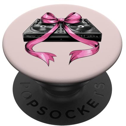 Coquette Bow Dj Disc Jockey - Tocadiscos para niña y mamá, color rosa PopSockets PopGrip Adhesivo