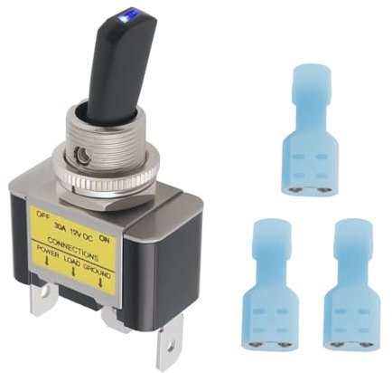 YINETTECH Kit Interruttore A Levetta A LED 20A 12V ON-Off SPST Con Terminali A Crimpare Adatto Per Automobili Navi Apparecchiature Industriali