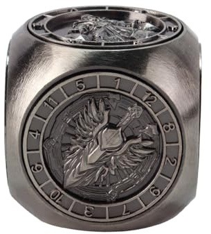 Enwye Dés rotatifs DND, jeu de dés en métal 7 en 1 avec motif 3D, jeu rotatif polyédrique, pour cadeaux DND, accessoires de jeux de rôle, argent